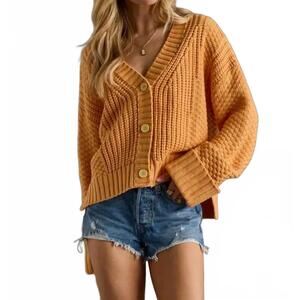 NEW PANACHE APPAREL marigold mood cardigan in yellow